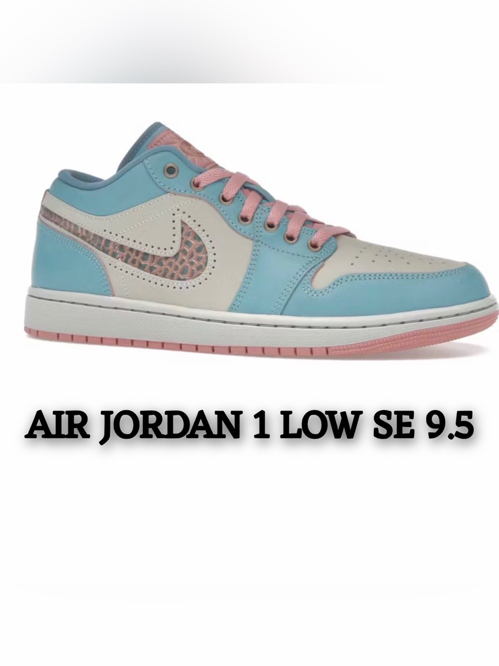 Nike Air Jordan 1 Low SE Blue Pink Cream with Patterned Swoosh